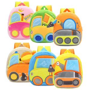 Zaino Giocattolo a Forma di Auto Cartoon per Bambini - Design di Veicoli da Costruzione in Peluche e Resistente, Simpatica Borsa per <span class=keywords><strong>Asilo</strong></span> e Regalo - Product Image 1