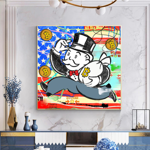 Street Art Der neue Straßenmarkt trefft neue hohe Geldverdiener Wall Pictures Canvas - Product Image 2