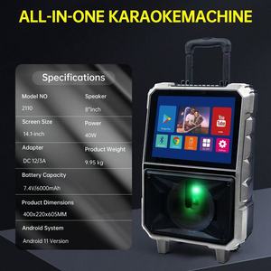 Haut-parleur karaoké portable 2110 40W avec écran de <span class=keywords><strong>14</strong></span>,<span class=keywords><strong>1</strong></span> <span class=keywords><strong>pouces</strong></span> et poignée pour système KTV domestique et utilisation <span class=keywords><strong>en</strong></span> extérieur, lumière RVB colorée - Product Image 4