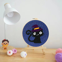 Kit d'aiguille de poinçon de chat noir bricolage Kit de broderie Kit d'aiguille artisanat passe-temps peinture suspendue pour cadeau