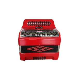 Fisarmonica Professionale SEASOUND JB3412C Rossa, 34 Tasti, 12 Bassi, 3 Registri, Diatonica, Copertura in Celluloide, Portatile, Griglia Nera e Argento - Product Image 2