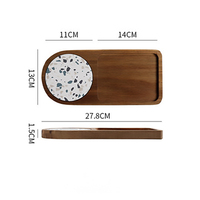 Vente en gros logo personnalisé Plateau à café et thé en bois d'acacia Plateau de service en bois