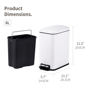 Trong Nhà Hộ Gia Đình Đứng Lưu Trữ Đạp Thùng Rác Tiêu Chuẩn 5L Hình Chữ Nhật Với Có Thể Tháo Rời Bên Trong Xô Làm Từ Lạnh Thép Cuộn - Product Image 2