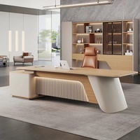 Ensemble bureau et chaise de direction - Design haut de gamme luxueux, épais et thermoformé, en bois, combinaison libre avec tiroirs