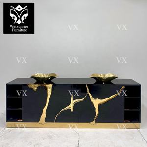 Lavabo de salle de bain rectangulaire moderne de luxe Newton poli avec miroir pour meubles de villa contemporaine - Product Image 6