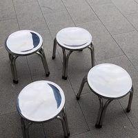 Kursi Bundar Stainless Steel Multi-Tinggi 30 45 47 cm untuk Penggunaan Kantin Sekolah dan Pabrik