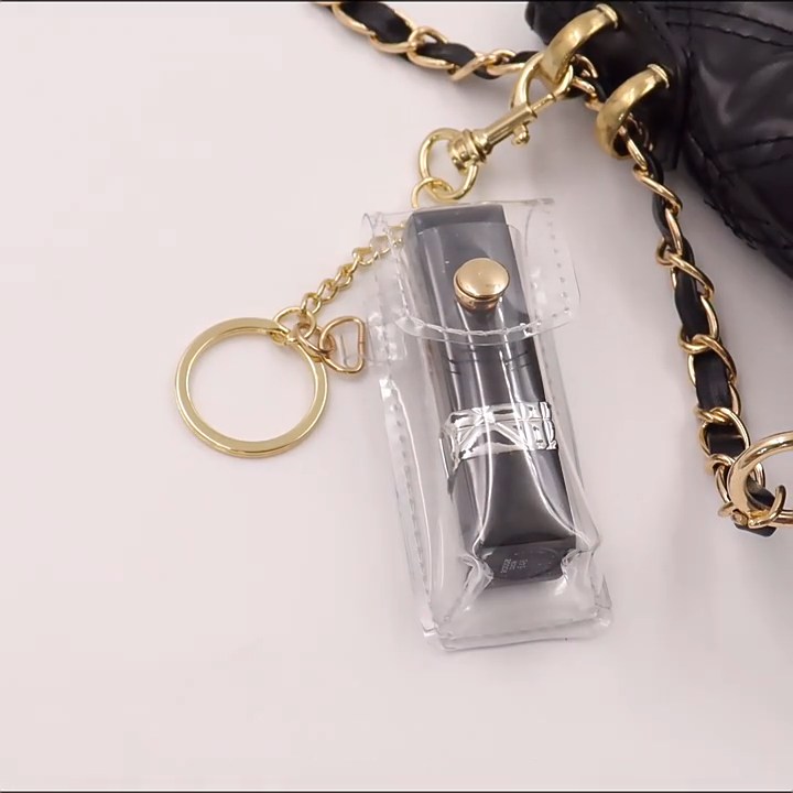 Pu Leather Chapstick Pouch Keys Ring Lipstick Lip Gloss Bag
