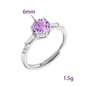Anillo de Topacio Azul de Alta Calidad, 8 Piezas, Corte Redondo de 6mm, Piedra Natural, Ajustable, Plata 925, Resistente al Agua, No se Deslustra - Product Image 6