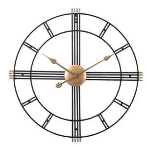 Reloj de pared de Metal silencioso para decoración del hogar, 24 ", 60cm, esqueleto de gran tamaño, nórdico, Vintage