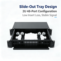 Caja Terminal de Fibra Óptica SC de 2U y 48 Puertos con Cajón Extraíble, Panel de Conexiones ODF de Alta Resistencia para Montaje en Rack, para Redes de Centros de Datos FTTH