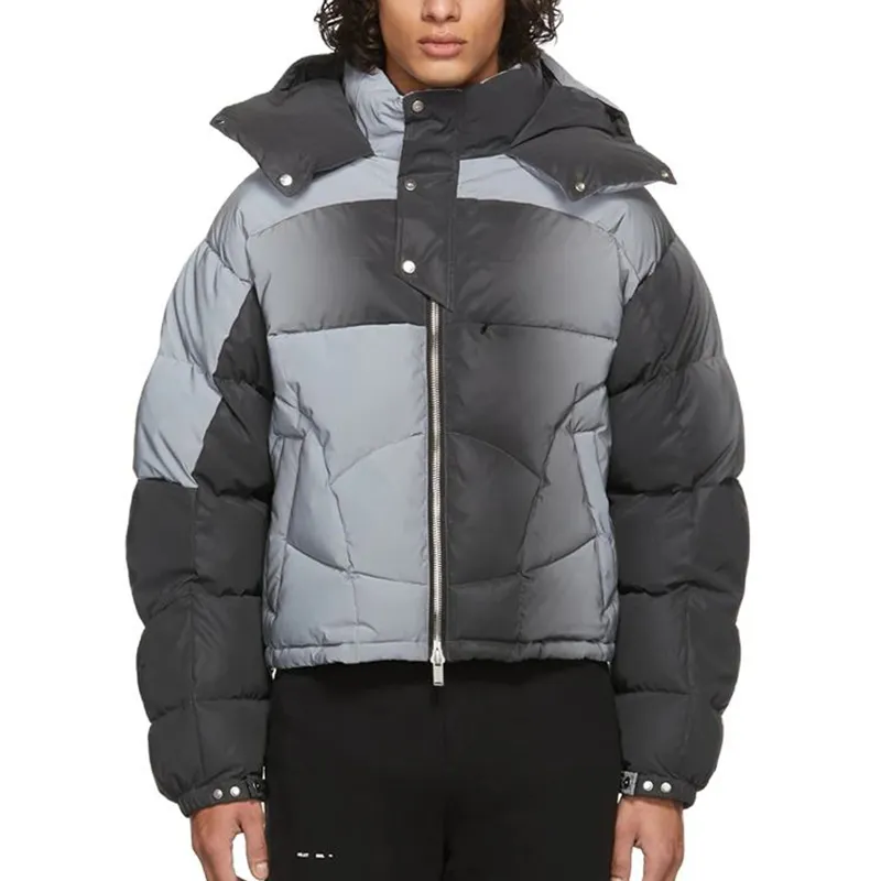 High Quality Fashion Style Men Winter Grey Down Reflective Puff Jacket For Men