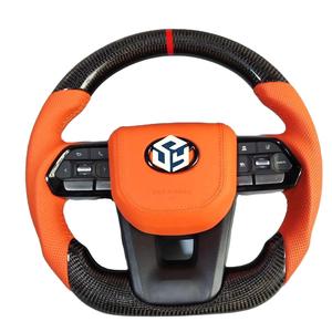 Volant en fibre de carbone de style <span class=keywords><strong>GR</strong></span> Upgrade300 pour Toyota LAND CRUISER 200 LC200 FJ200, volant à boutons noirs, 2008-2021 - Product Image 2