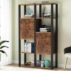 Estantería Invisible de Metal Industrial moderna, estante de <span class=keywords><strong>libros</strong></span> abierto de Historia de esquina, de 3 niveles de hierro Mdf estante de almacenamiento, estantería con dos puertas - Product Image 1