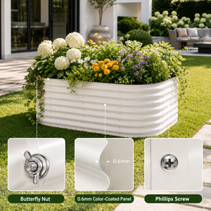 Kit de jardinière <span class=keywords><strong>sur</strong></span>élevée modulaire en acier galvanisé de 24 pouces de hauteur, bac à plantes rectangulaire de 4x3 pieds pour patio, jardin, légumes, OEM ODM personnalisé - Product Image 2