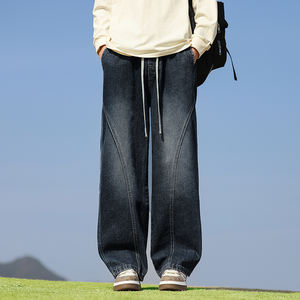 กางเกงยีนส์ทรงหลวมสไตล์อเมริกัน แต่งโลโก้ตามสั่ง เอวยางยืด ใส่สบาย ระบายอากาศได้ดี ทรงขากว้าง  กำลังเป็นที่นิยม - Product Image 3