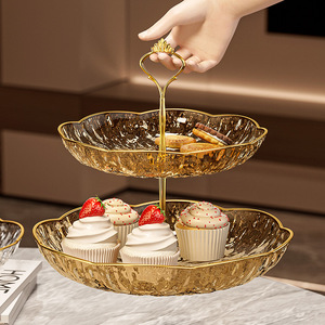 European Style Luxury Gold Rim 3-Tier PET Plastic <strong>Plate</strong> <strong>Stand</strong> for Party Wedding Dessert Display-Cupcake Cake Fruit <strong>Plate</strong> Holder - Product Image 3