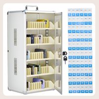 Boîte de rangement pour téléphones portables en alliage d'aluminium, 60 emplacements, casier pour téléphones portables avec compartiment en PVC et trous de ventilation latéraux