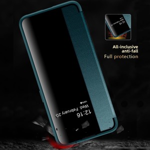 Funda de cuero lisa con ventana inteligente para OPPO Reno8, que proporciona cobertura total y protección contra caídas - Product Image 3