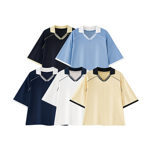 เสื้อโปโลซิลูเอท น้ำหนักเบา 240 กรัม คอวี สีตัดกัน ป้องกันไรฝุ่น ระบายอากาศ ซึมซับเหงื่อ สำหรับฤดูร้อน เสื้อเปล่าสำหรับสั่งทำพิเศษ - Product Image 1