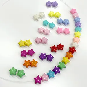 Perles poney couleur bonbon en plastique acrylique en forme d'étoile pour bracelets, accessoires de fabrication de bijoux à bricoler soi-même vente en gros