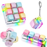 Factory Price LED Light Mechanical Keycap Keychain Fidget Clicker Keyboard Keyring Stress Relief Decompression Toys