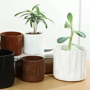 Small Indoor Simulated Wood Natural Nordic Plant Shopping Mall Succulents Flower Planter For Garden Ideas