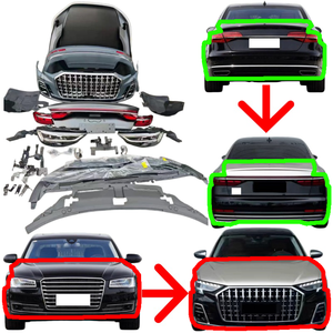 ชุดอัพเกรดภายนอกสำหรับ <span class=keywords><strong>Audi</strong></span> <span class=keywords><strong>A8</strong></span> ที่ออกแบบอย่างประณีต ประกอบด้วยกันชนหน้า-หลัง, ไฟหน้า LED, กระจังหน้า, สปอยเลอร์หลัง, ติดตั้งง่ายไร้รอยต่อ - Product Image 1
