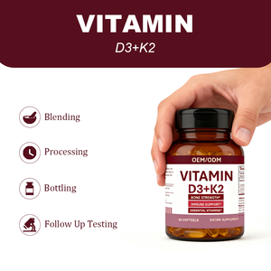 Gélules de vitamine <span class=keywords><strong>D3</strong></span>+<span class=keywords><strong>K2</strong></span> - Fournissant de l'énergie Complément alimentaire pour adultes 60 gélules/flacon OEM/ODM - Product Image 4