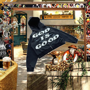 Sudaderas con Capucha de Alta Calidad OMMIZ, Bordado con Apliques, Cierre de Cremallera, Estilo Urbano, Vintage, Desgastado, Tejido de Felpa Francesa - Product Image 3