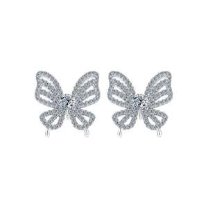 S925 Sterling <b>Silver</b> <b>Stud</b> butterfly Earrings Moissanite Earrings - Product Image 1