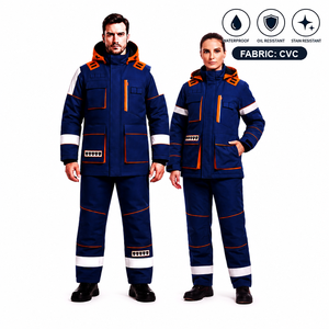 Vêtements de travail de protection robustes unisexes en coton CVC résistants aux éclaboussures chimiques pour raffineries pétrochimiques et plateformes offshore - Product Image 1