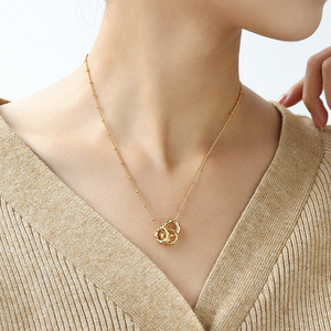 Hot Selling Fashion 18k Gold Plated <strong>Emerald</strong> Zircon Necklace Removable Pendants <strong>Beads</strong> Necklace for Women - Product Image 2