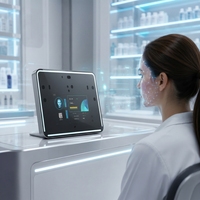 Miroir Intelligent de Bien-être avec Écran Tactile Intuitif pour Visualisation des Indicateurs de Style de Vie, Analyse de Santé par IA, Alimentation par Prise, Beauté et Santé