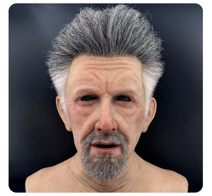 Customized Long-haired Man -realistic Human Skin Texture Full-head Silicone Role-playing Simulation Mask <b>Makeup</b> Prop - Product Image 5