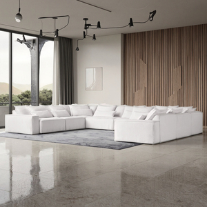 Sofá Seccional Moderno de Cuero para Sala de Estar, Muebles de Lujo, Sofá Modular Blanco en Forma de U - Product Image 4