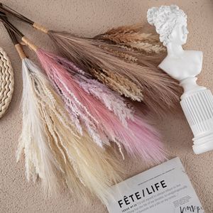 Bouquet d'herbe de la pampa CallaFloral rose et marron, fleurs artificielles pour décoration de mariage, artisanat artistique en tissu plastique tissé - Product Image 1