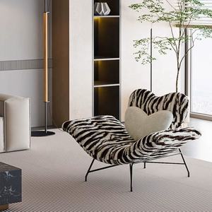 เก้าอี้เลานจ์พิมพ์ลายม้าลายที่ทันสมัยสำหรับห้องนั่งเล่นเฟอร์นิเจอร์แปลงสภาพสะดวกสบายขาตั้งโลหะสำหรับห้องนอนใช้ในอพาร์ตเมนต์ - Product Image 4