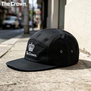 Custom Logo Lightweight 5 Panel Camp Cap Wholesale Bulk <b>Flat</b> Brim <b>Hat</b> With <b>Flat</b> Embroidery Manufacturer - Product Image 2