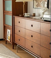 Stilvolles Hochwertiges Luxus-Sideboard aus Massivem Kiefernholz Buffetschrank Konsolentisch mit 9 Schubladen Umweltfreundlich Langlebig für Wohnzimmer