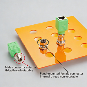 Afgeschermde M12 X-<span class=keywords><strong>code</strong></span> naar RJ45 Ethernet-connector 8-pins mannelijk, geschikt voor industriële automatisering EtherNet/IP veldbuscommunicatie - Product Image 2