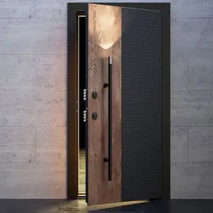 Usine à Guangzhou Appartement 3D design moderne couleur noyer américain intérieur chambre portes en bois massif