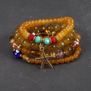 Pulsera de Cuentas con Estrella Bohemia, Chapada en Oro, Resina Acrílica, Joyería de Moda Unisex HY-2671-1 - Product Image 3