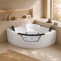Baignoire d'angle en acrylique à immersion profonde personnalisée avec double appui-tête et douchette à main