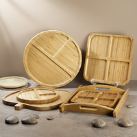 Plateau de petit-déjeuner et assiette à dessert en bambou écologique gravé avec logo personnalisé, couleur personnalisée, sûr pour la cuisine, MOQ 1 pièce