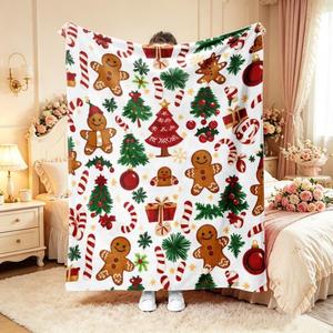 Christmas Santa Gingerbread Reindeer Flannel <b>Blanket</b> Throw <b>Blanket</b> Nap <b>Blanket</b> Holiday Decor Festive Cozy <b>Warm</b> Super Soft - Product Image 5
