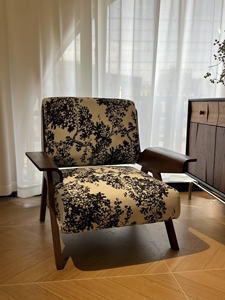 Fauteuil rétro moderne du milieu du siècle, fauteuil lounge en bois massif avec dossier à motifs, fauteuil d'appoint en tissu vert pour salon - Product Image 6