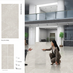 Azulejos de porcelana Pulpis Pearl 800x1600mm, acabado brillante, para suelo y pared, aspecto de piedra premium, 80x160cm - Product Image 1