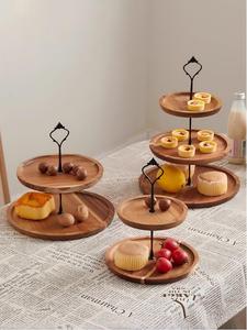 批发热销三层相思木蛋糕饼干架木质三层托盘婚礼生日派对甜品展示托盘 - Product Image 4