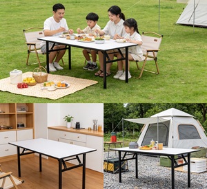 Mesa de Comedor Plegable Rectangular de PVC Moderna y Resistente para Uso en el Hogar y Hoteles, Muebles para Comedor - Product Image 3