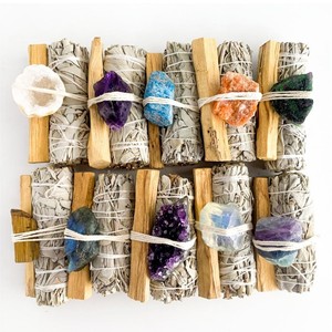 Kit de purification en gros de sauge blanche avec bâtonnets de Palo Santo et cristaux de guérison, encens spirituel pour l'élimination des énergies négatives et le nettoyage de la maison - Product Image 4